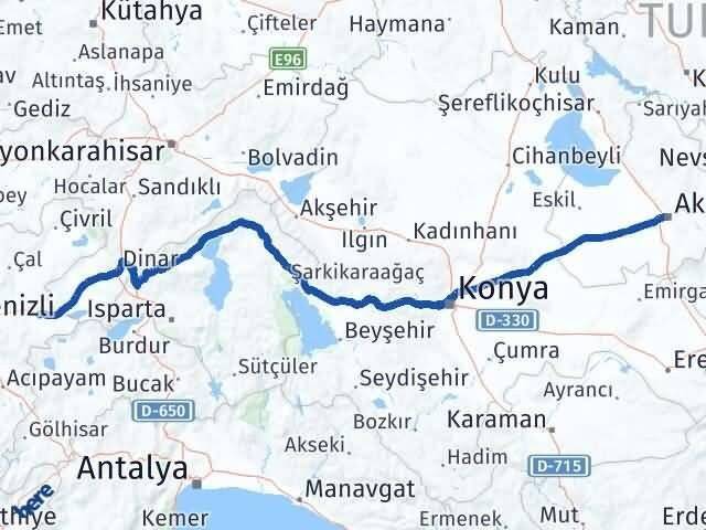 Aksaray Bozkurt Denizli Arası Kaç Km - Yol Haritası