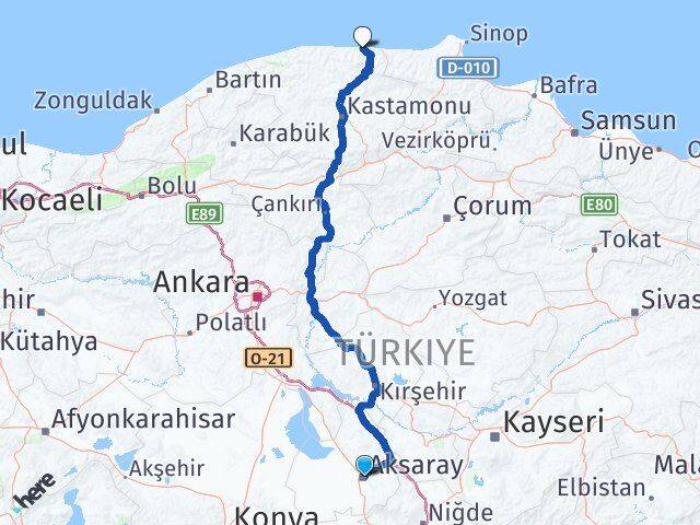 Aksaray Bozkurt Kastamonu Arası Kaç Km - Yol Haritası