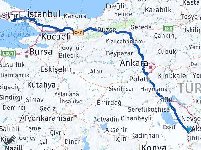 Aksaray Büyükçekmece İstanbul Arası Kaç Km - Yol Haritası