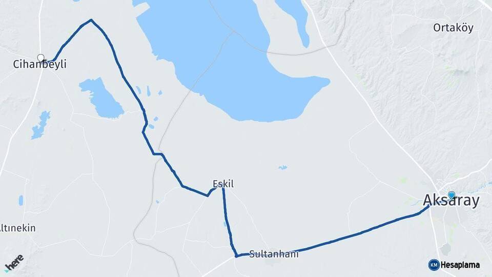 Aksaray Cihanbeyli Konya Arası Kaç Km - Yol Haritası
