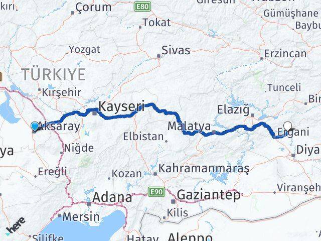 Aksaray Dicle Diyarbakır Arası Kaç Km - Yol Haritası