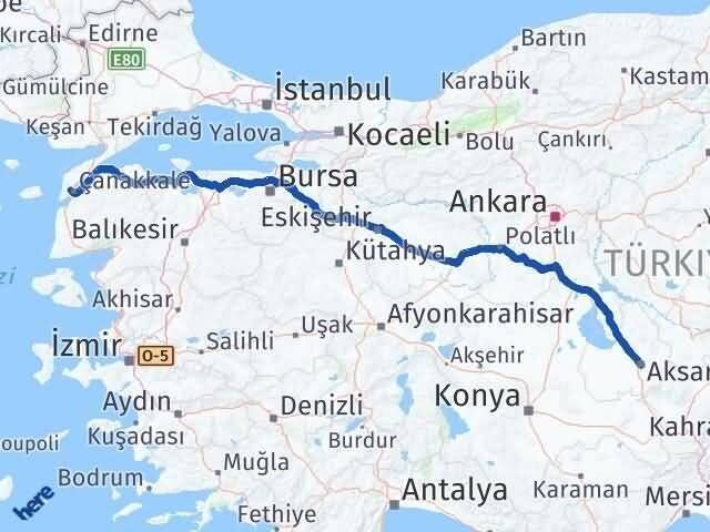 Aksaray Eceabat Çanakkale Arası Kaç Km - Yol Haritası