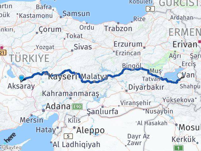 Aksaray Edremit Van Arası Kaç Km - Yol Haritası