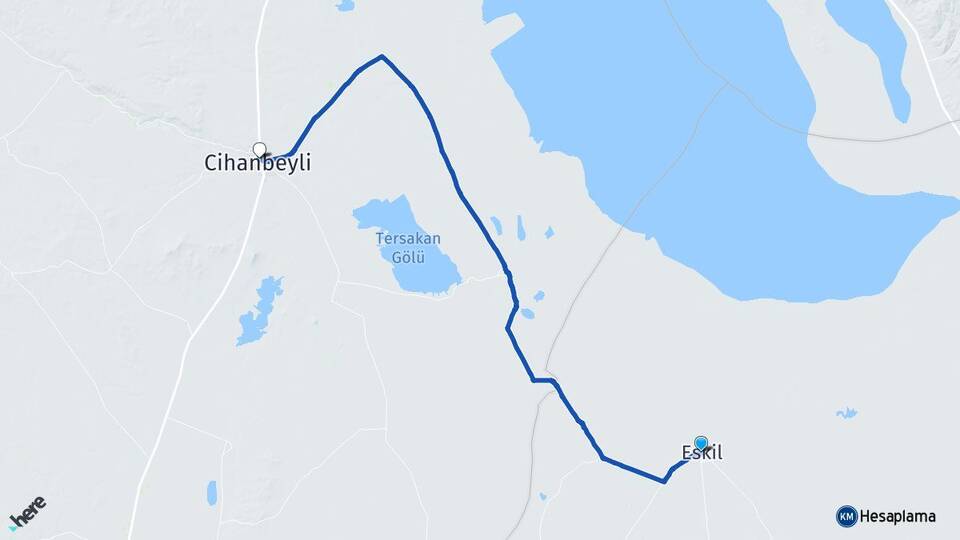 Aksaray Eskil Cihanbeyli Konya Arası Kaç Km - Yol Haritası