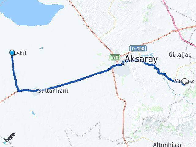 Aksaray Eskil Güzelyurt Arası Kaç Km - Yol Haritası