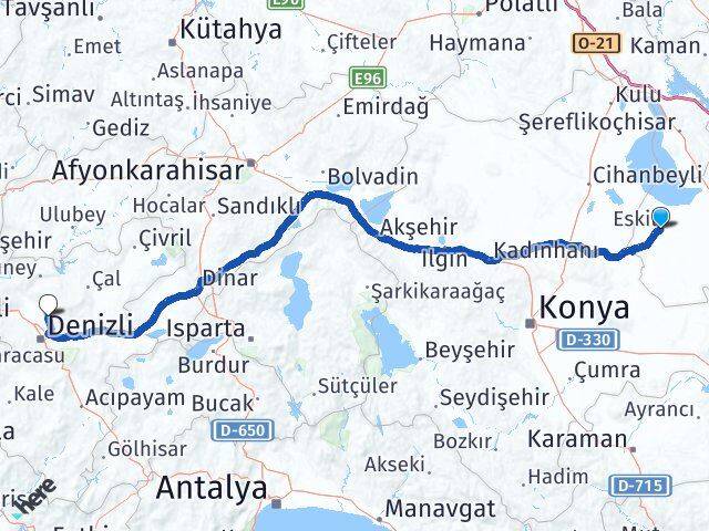 Aksaray Eskil Pamukkale Denizli Arası Kaç Km - Yol Haritası