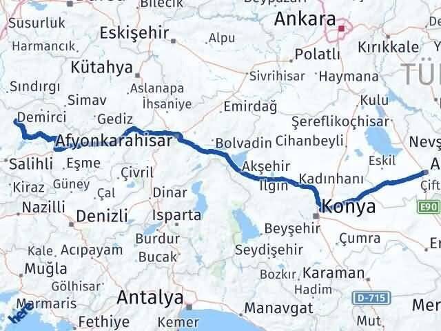 Aksaray Gördes Manisa Arası Kaç Km - Yol Haritası