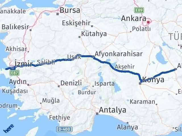 Aksaray Güzelbahçe İzmir Arası Kaç Km - Yol Haritası