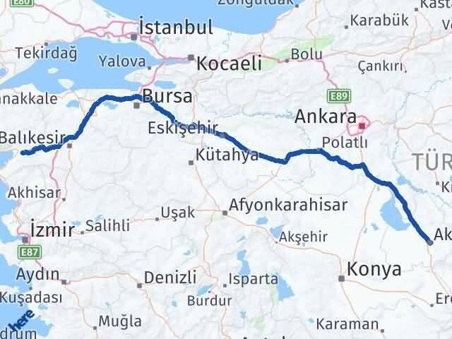 Aksaray Havran Balıkesir Arası Kaç Km - Yol Haritası