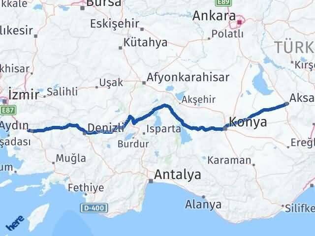 Aksaray İncirliova Aydın Arası Kaç Km - Yol Haritası