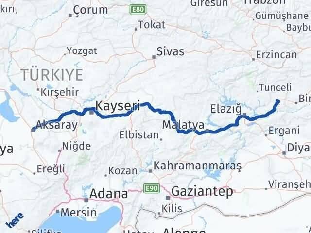 Aksaray Karakoçan Elazığ Arası Kaç Km - Yol Haritası