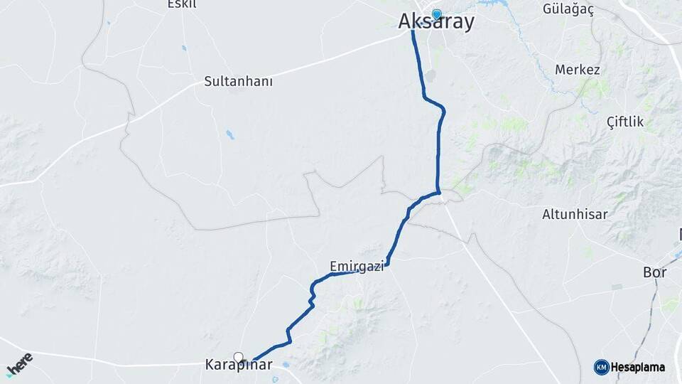 Aksaray Karapınar Konya Arası Kaç Km - Yol Haritası