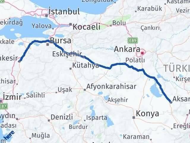 Aksaray Karesi Balıkesir Arası Kaç Km - Yol Haritası