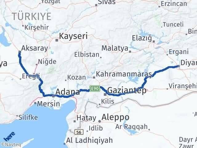 Aksaray Kayapınar Diyarbakır Arası Kaç Km - Yol Haritası