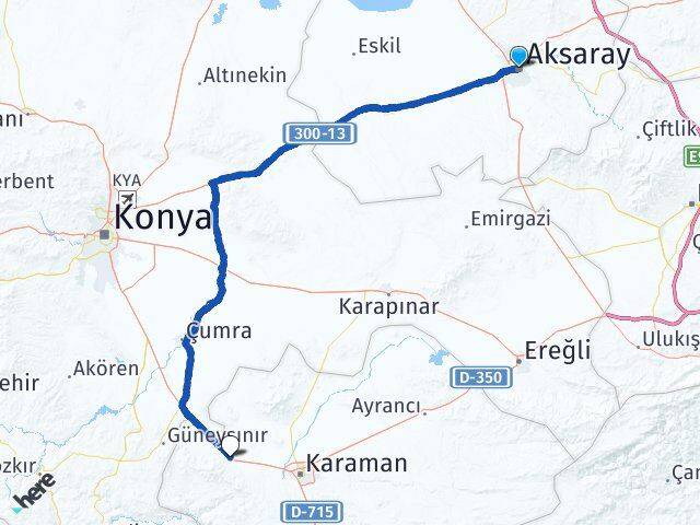 Aksaray Kazımkarabekir Karaman Arası Kaç Km - Yol Haritası