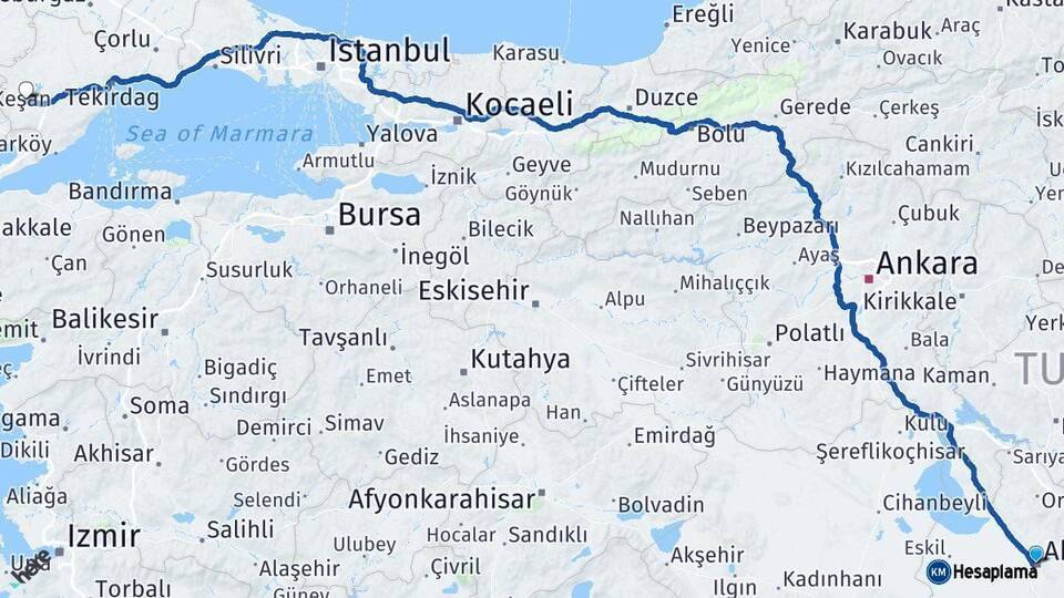 Aksaray Malkara Tekirdağ Arası Kaç Km - Yol Haritası