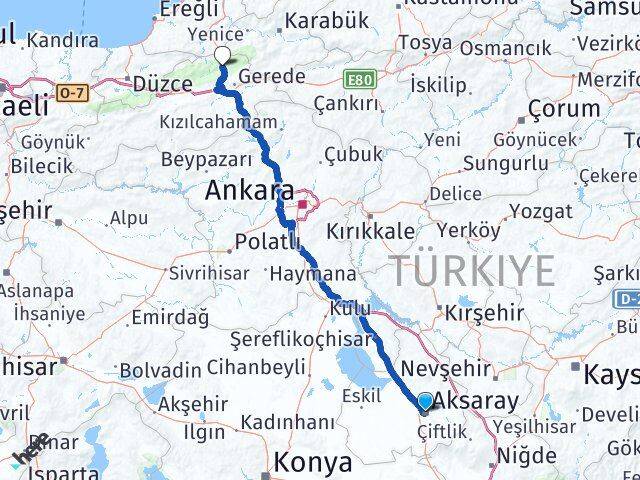 Aksaray Mengen Bolu Arası Kaç Km - Yol Haritası