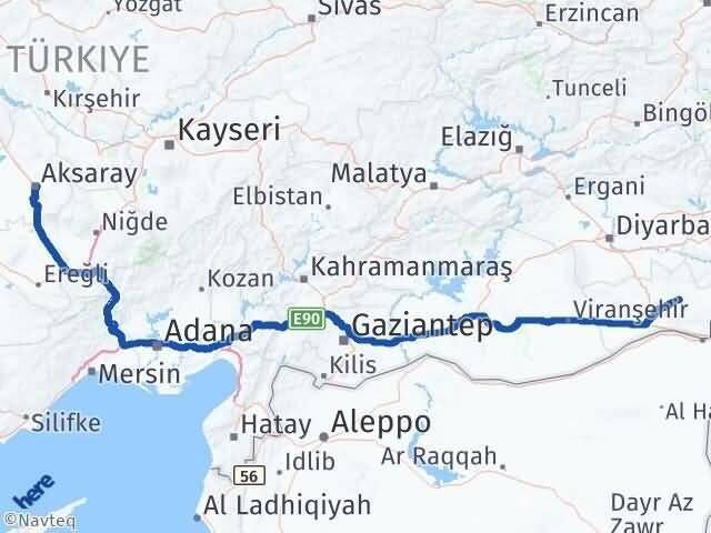 Aksaray Ömerli Mardin Arası Kaç Km - Yol Haritası