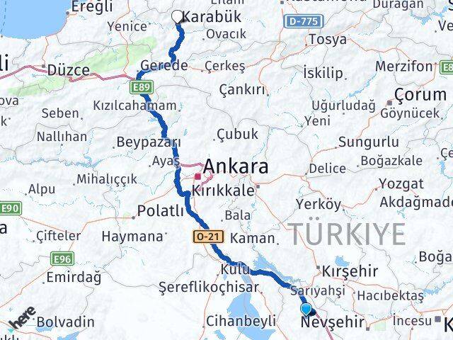 Aksaray Ortaköy Karabük Arası Kaç Km - Yol Haritası