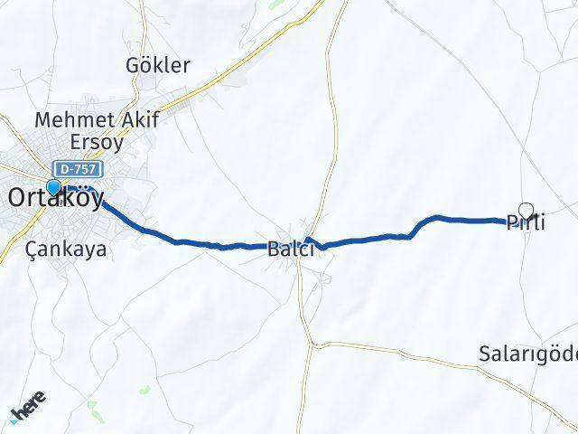 Aksaray Ortaköy Pirli Ortaköy Arası Kaç Km - Yol Haritası