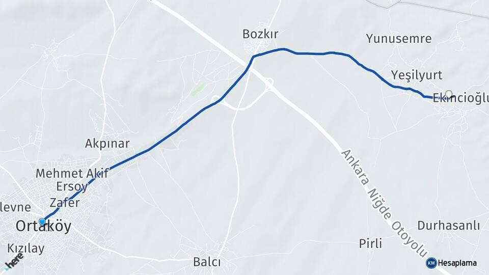 Aksaray Ortaköy Sarıkaraman Ortaköy Arası Kaç Km - Yol Haritası