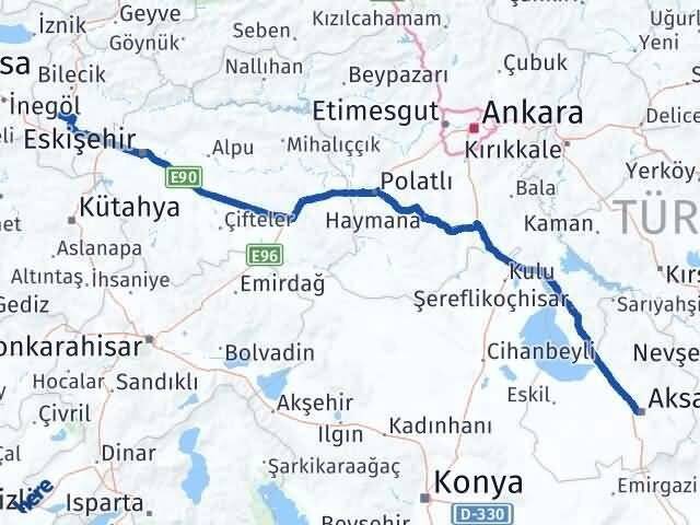 Aksaray Pazaryeri Bilecik Arası Kaç Km - Yol Haritası
