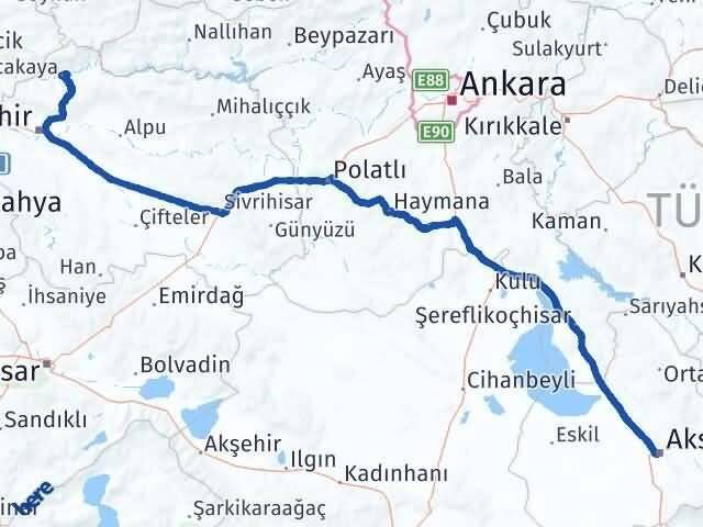 Aksaray Sarıcakaya Eskişehir Arası Kaç Km - Yol Haritası