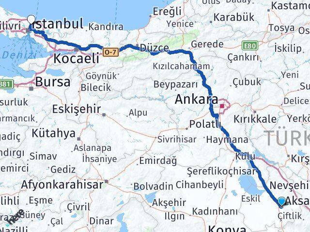 Aksaray Sarıyer İstanbul Arası Kaç Km - Yol Haritası