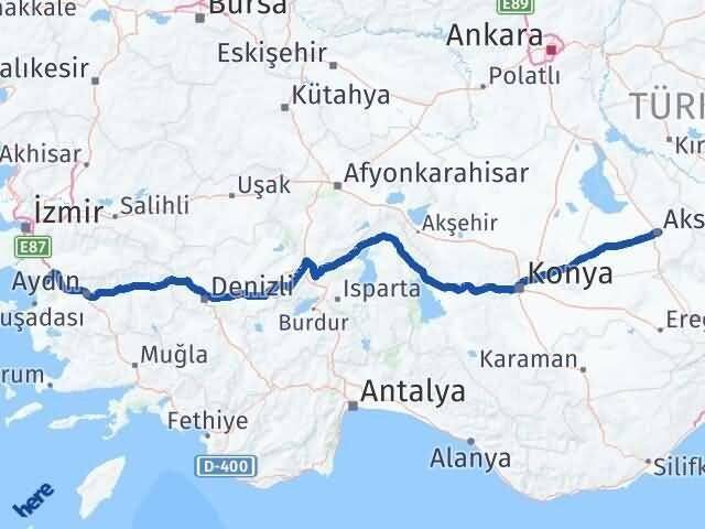 Aksaray Selçuk İzmir Arası Kaç Km - Yol Haritası