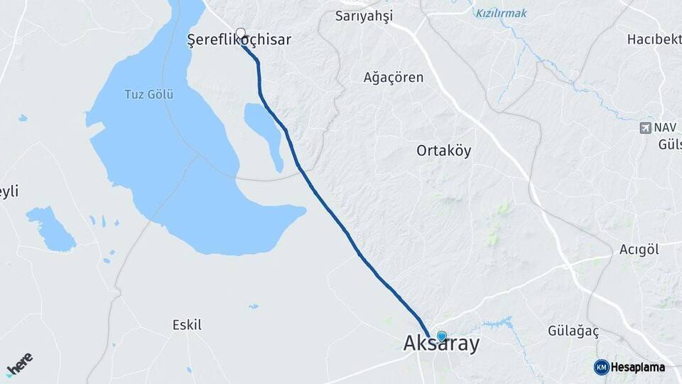 Aksaray Şereflikoçhisar Ankara Arası Kaç Km - Yol Haritası