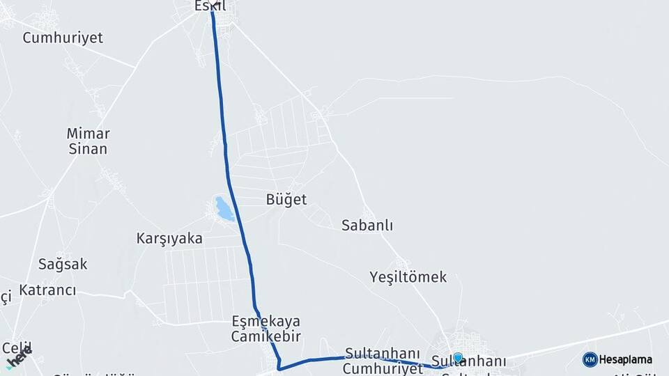 Aksaray Sultanhanı Eskil Arası Kaç Km - Yol Haritası