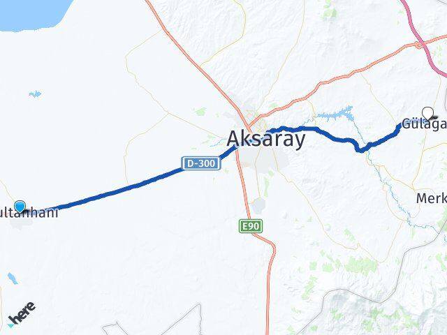 Aksaray Sultanhanı Gülağaç Arası Kaç Km - Yol Haritası