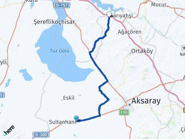 Aksaray Sultanhanı Sarıyahşi Arası Kaç Km - Yol Haritası