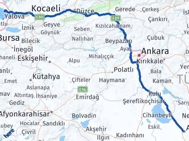 Aksaray Tuzla İstanbul Arası Kaç Km - Yol Haritası