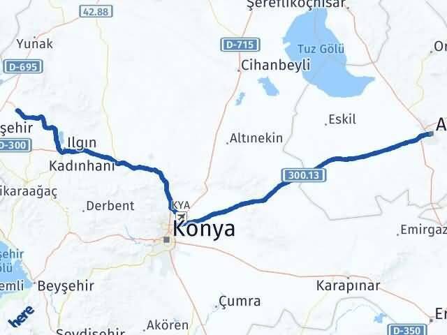 Aksaray Tuzlukçu Konya Arası Kaç Km - Yol Haritası