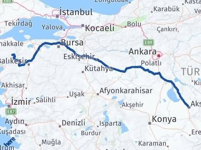 Aksaray Yenice Çanakkale Arası Kaç Km - Yol Haritası