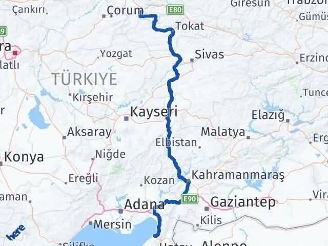 Amasya Arsuz Hatay Arası Kaç Km - Yol Haritası