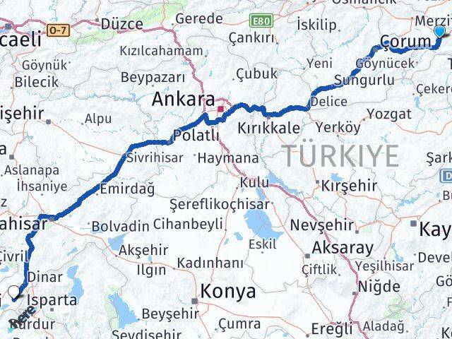 Amasya Başmakçı Afyonkarahisar Arası Kaç Km - Yol Haritası