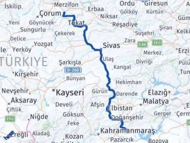 Amasya Besni Adıyaman Arası Kaç Km - Yol Haritası