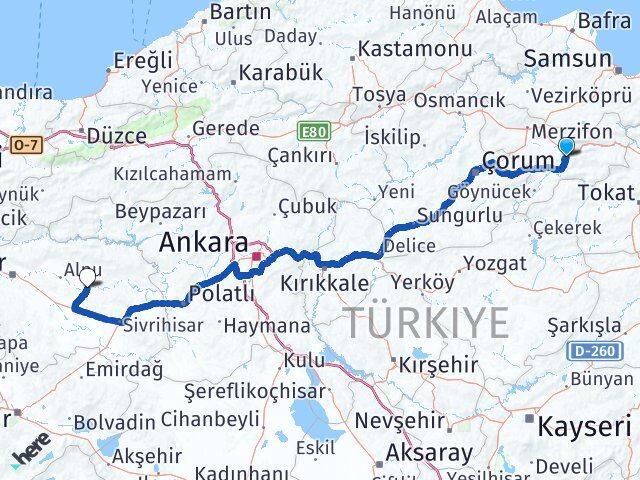 Amasya Beylikova Eskişehir Arası Kaç Km - Yol Haritası