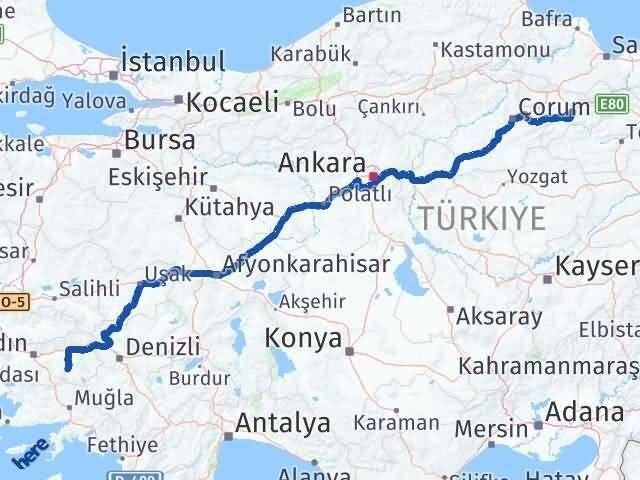 Amasya Bozdoğan Aydın Arası Kaç Km - Yol Haritası