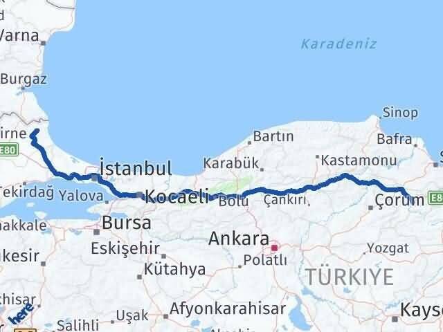 Amasya Demirköy Kırklareli Arası Kaç Km - Yol Haritası