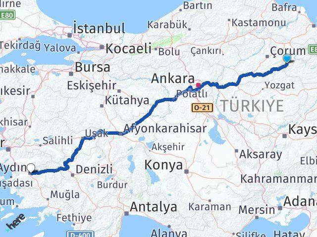 Amasya Göynücek Aydın Arası Kaç Km - Yol Haritası