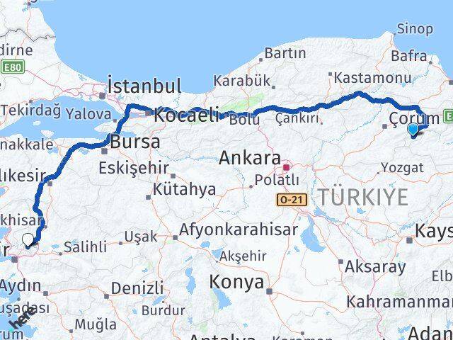 Amasya Göynücek Manisa Arası Kaç Km - Yol Haritası