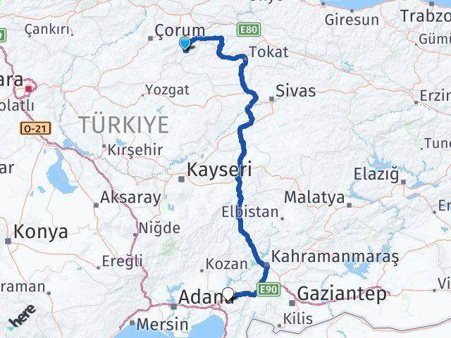Amasya Göynücek Osmaniye Arası Kaç Km - Yol Haritası