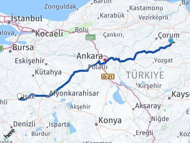 Amasya Göynücek Uşak Arası Kaç Km - Yol Haritası