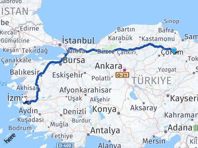 Amasya Güzelbahçe İzmir Arası Kaç Km - Yol Haritası