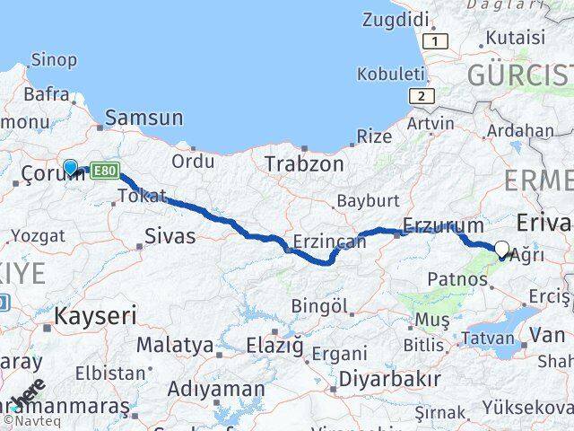 Amasya Hamur Ağrı Arası Kaç Km - Yol Haritası