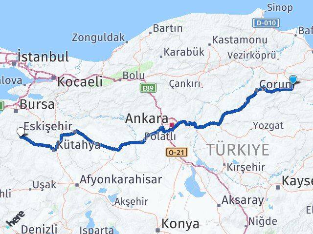 Amasya Harmancık Bursa Arası Kaç Km - Yol Haritası