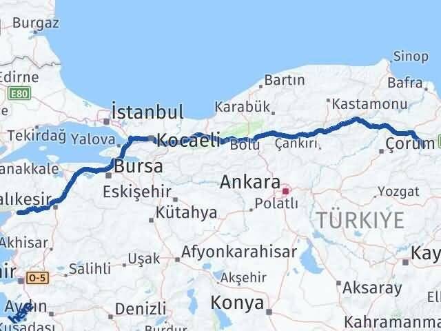 Amasya Havran Balıkesir Arası Kaç Km - Yol Haritası